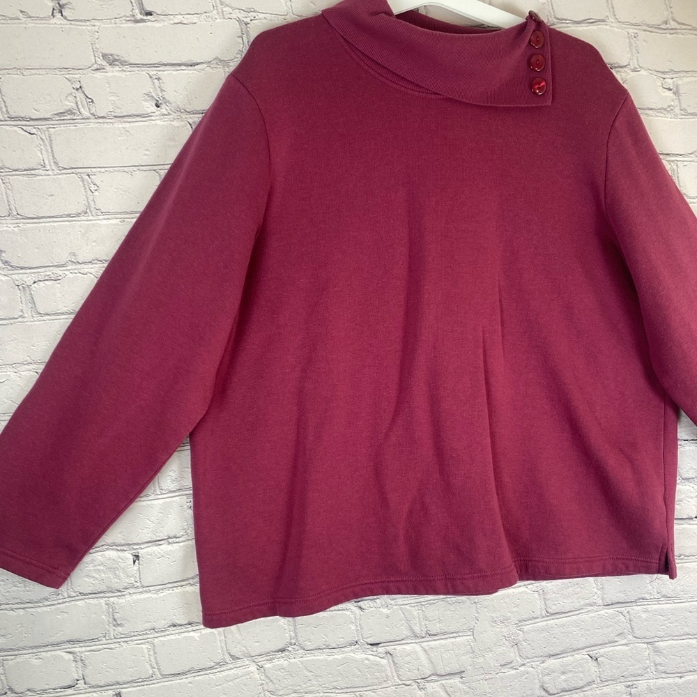 Blair Mock Neck Pullover Sweatshirt with Buttons size 3XL Plus Size Sweatshirt - Picture 2 of 8